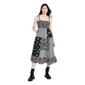 Sandy Liang Target Gingham Floral Patchwork Cotton Cottagecore Midi Dress Size M